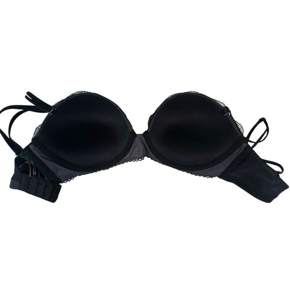 Victoria’s Secret Very Sexy Black Mesh Overlay Push-Up Bra 32D E70 - Picture 8 of 12